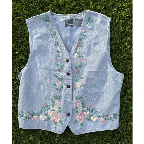 Vintage LizWear 90s Cottagecore Coquette Floral
Argyle Grandma Button Up Vest S - Picture 1 of 3